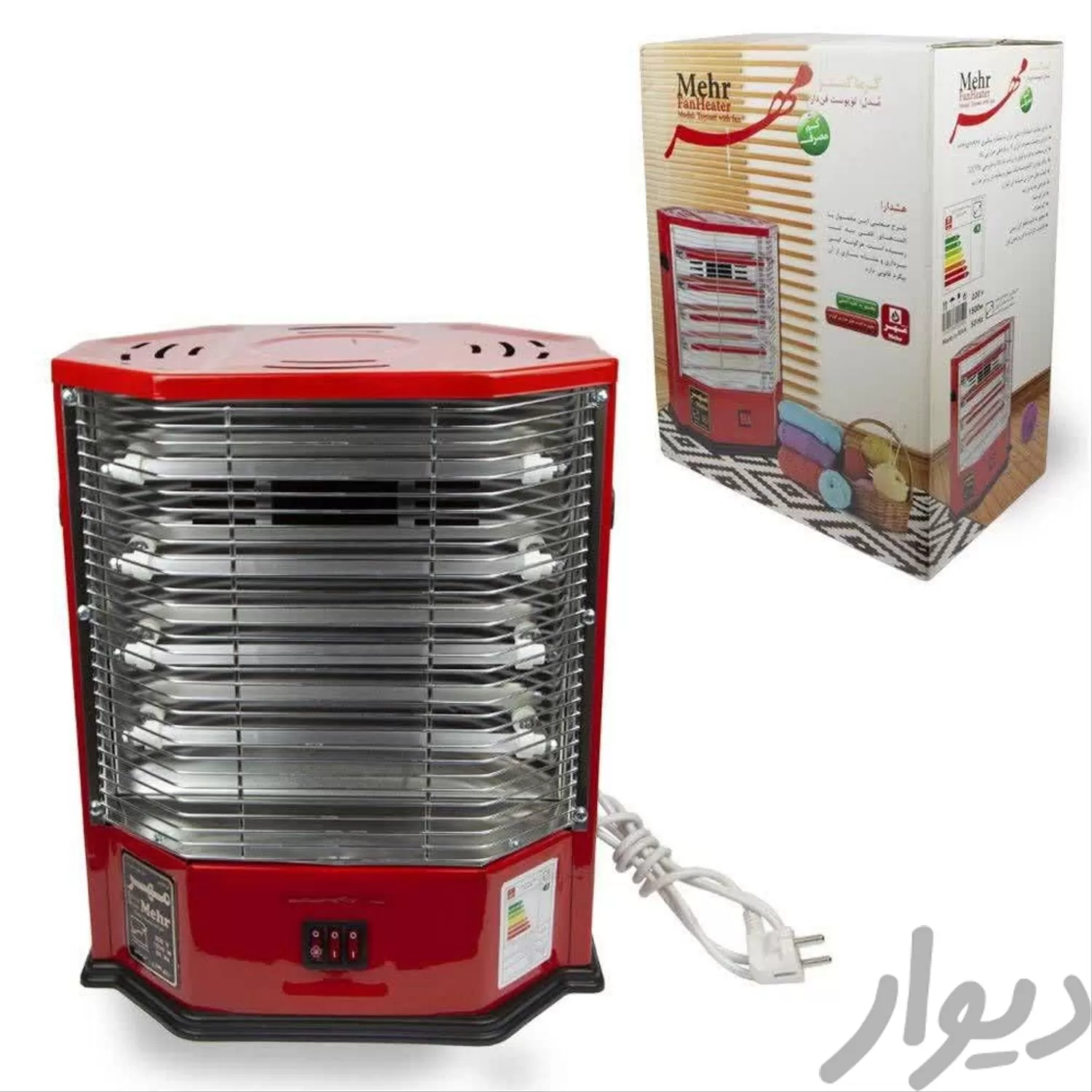 بخاری برقی ایستاده ۴شعله فن دار (مهرگستر)