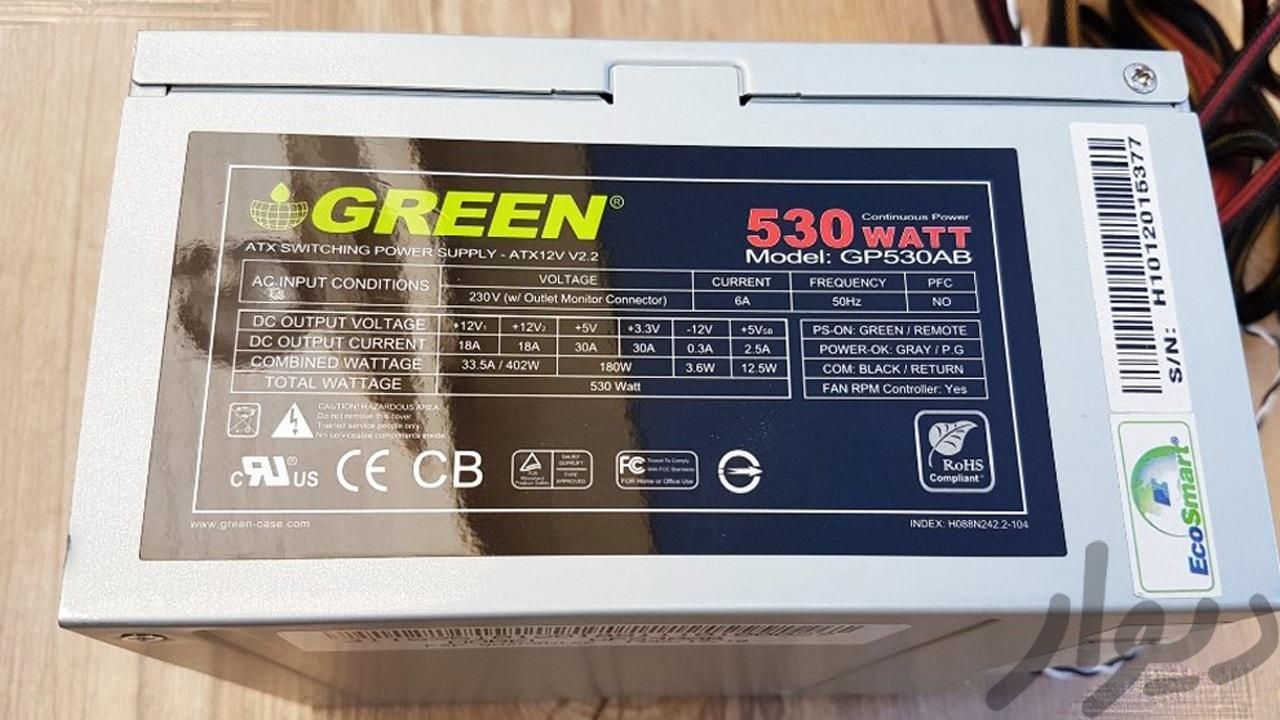 پاور گرین 530 وات Green مناسب گرافیک Rx 580